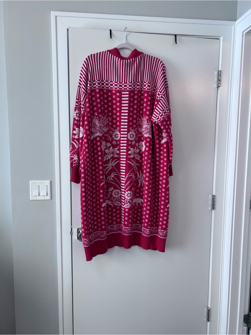 Rare FARM Rio Red Long Cardigan Open Front - Picture 8 of 10